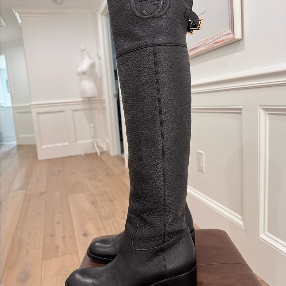 GUCCI SOHO Black Over-the-Knee Boots - Picture 2 of 8